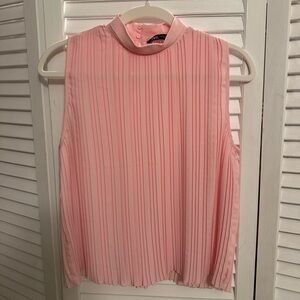 Zara Pink Pleated Sleeveless Blouse | XS